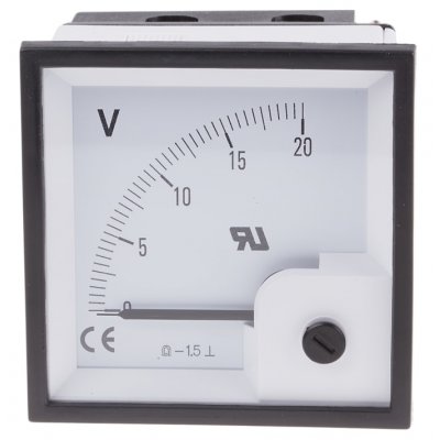 RS PRO 901-0542  DC Analogue Panel Voltmeter, 20V, 68 x 68 mm, ±1.5 % Accuracy