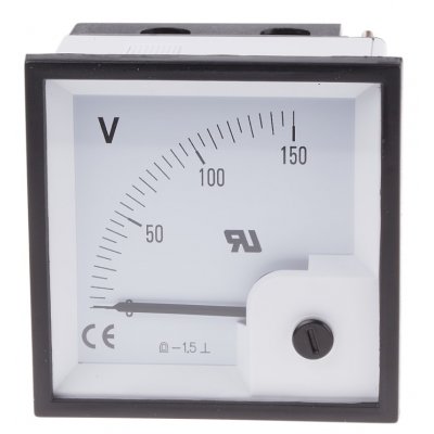 RS PRO 901-0554  DC Analogue Panel Voltmeter, 150V, 68 x 68 mm, ±1.5 % Accuracy