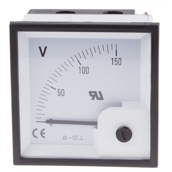 RS PRO 901-0554  DC Analogue Panel Voltmeter, 150V, 68 x 68 mm, ±1.5 % Accuracy