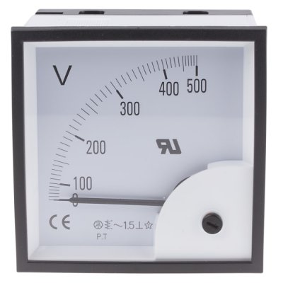 RS PRO 901-0532  AC Analogue Panel Voltmeter, 500V, 92 x 92 mm, ±1.5 % Accuracy