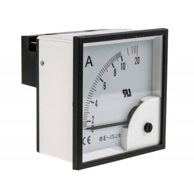 RS PRO 901-0356  Analogue Panel Ammeter 20A AC, 92mm x 92mm, ±1.5 % Moving Iron