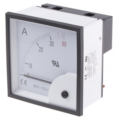RS PRO 901-0368  Analogue Panel Ammeter 60A AC, 92mm x 92mm, ±1.5 % Moving Iron
