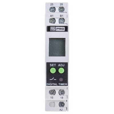 RS PRO 896-6866  DIN Rail Multi Function Timer Relay, 24 → 240V ac/dc, 2NO, 01. s → 999h