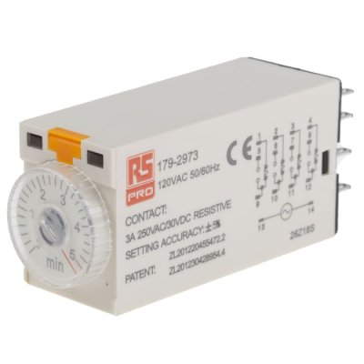 RS PRO 179-2973  ON-Delay 1 Time Delay Relay, 0.2 → 5 min, 4PDT, 4 Contacts, 4PDT, 110 V ac