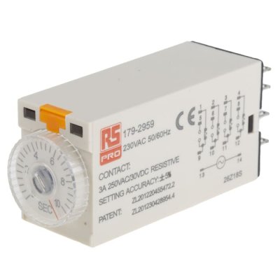RS PRO 179-2959  ON-Delay 1 Time Delay Relay, 0.5 → 10 s, 4PDT, 4 Contacts, 4PDT, 230 V ac
