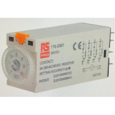 RS PRO 179-2981  ON-Delay 1 Time Delay Relay, 1 → 30 s, 4PDT, 4 Contacts, 4PDT, 24 V dc