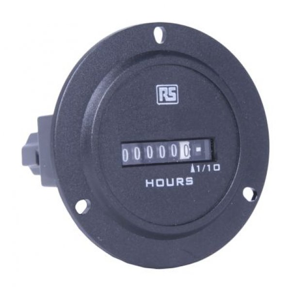 RS PRO 896-6920 Hour Meter Counter, 6 Digit, 50Hz, 4 → 30 V ac/dc