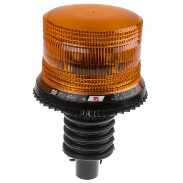 RS PRO 907-6047 Amber Flashing Beacon, 10 → 30 V dc, Flexi DIN Mount, LED Bulb, IP56