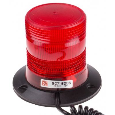 RS PRO 907-6006 Red Flashing Beacon, 10 → 100 V dc, Magnetic Mount, LED Bulb, IP56