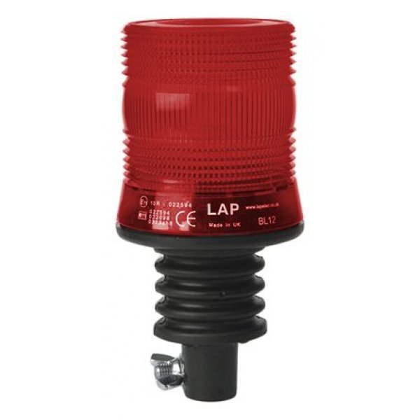 RS PRO 907-6012 Red Flashing Beacon, 10 → 100 V dc, Flexi DIN Mount, LED Bulb, IP56