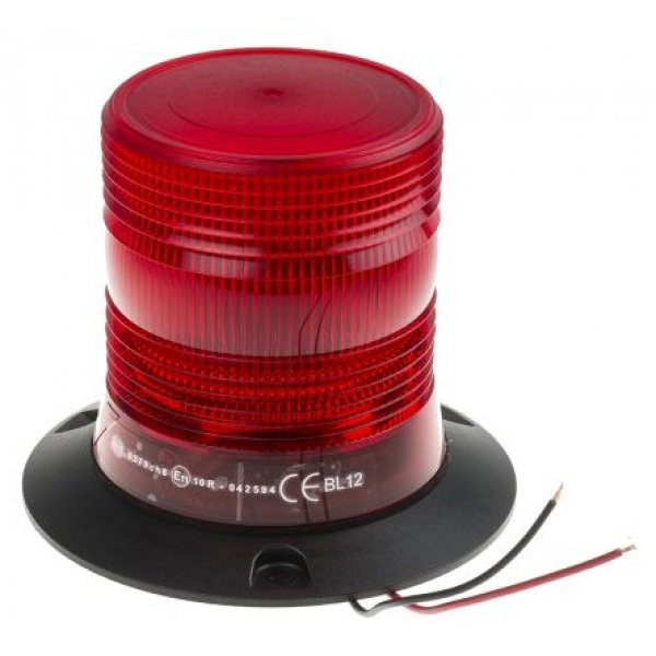 RS PRO 907-6034 Red Flashing Beacon, 10 → 100 V dc, Surface Mount, Wall Mount, LED Bulb, IP56