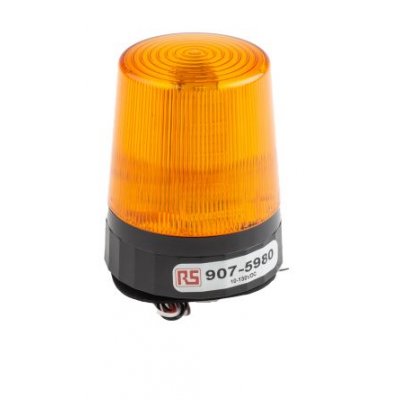 RS PRO 907-5980 Amber Flashing Beacon, 10 → 100 V dc, Screw Mount, LED Bulb, IP67