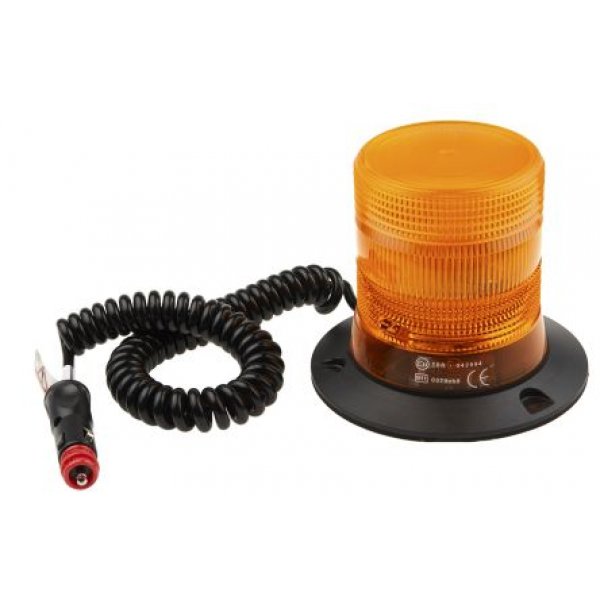 RS PRO 907-5993 Amber Flashing Beacon, 10 → 100 V dc, Magnetic Mount, LED Bulb, IP56