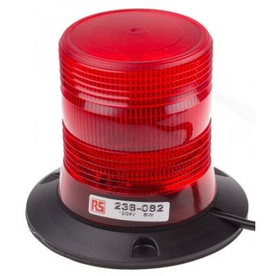 RS PRO 236-082 Xenon, Flashing Beacon, Red, Magnetic, 10 - 30 V dc