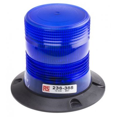 RS PRO 236-385 Xenon, Flashing Beacon V10991 Series, Blue, Surface Mount, 10 - 100 V dc