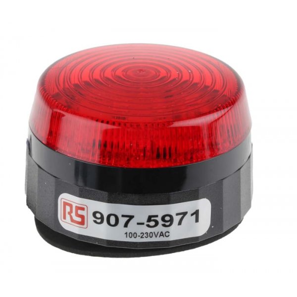 RS PRO 907-5971 Red Flashing Beacon, 110 → 230 V ac, Screw Mount, LED Bulb, IP67