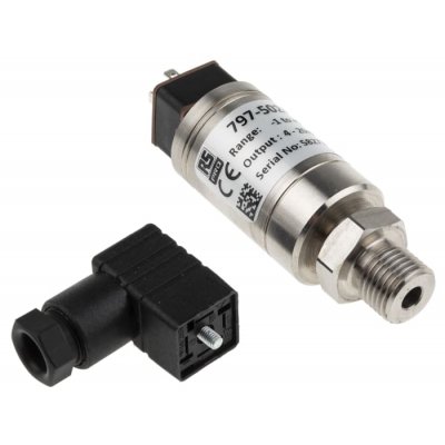 RS PRO 797-5024 Gauge for Air, Gas, Hydraulic Fluid, Liquid, Water Pressure Sensor, 9bar Max Pressure Reading , 9 → 32 V