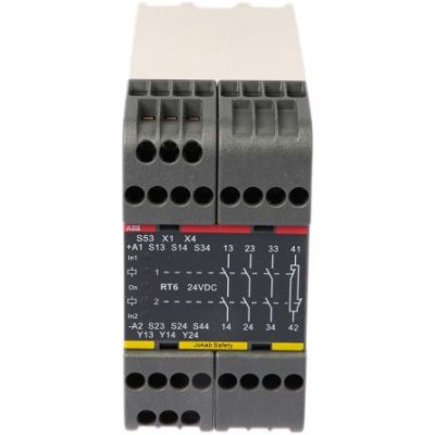 ABB 2TLA010026R0000 RT6 24DC Single or Dual Channel 24V dc Safety Relay, 4 Safety Contacts