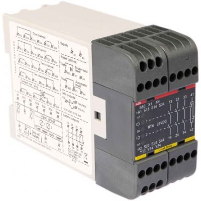 ABB 2TLA010026R0000 RT6 24DC Single or Dual Channel 24V dc Safety Relay, 4 Safety Contacts
