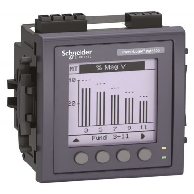 Schneider Electric METSEPM5563  3 Phase LCD Digital Power Meter with Pulse Output, 92mm Cutout Height