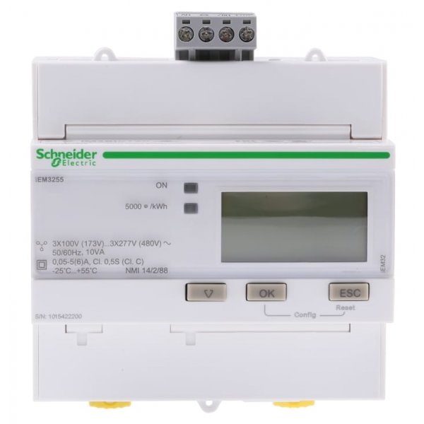 Schneider Electric A9MEM3255 1, 3 Phase LCD Digital Power Meter with Pulse Output