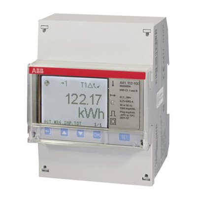 ABB 2CMA170500R1000 A41 112-100 1 Phase LCD Energy Meter, Type Electromechanical