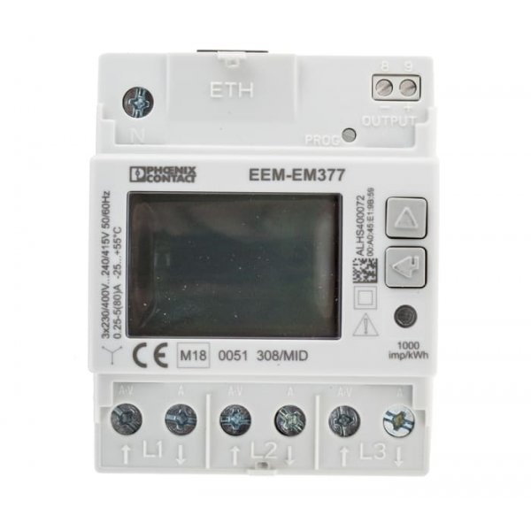Phoenix Contact 2908590 EEM-EM377 3 Phase Digital Power Meter with Pulse Output