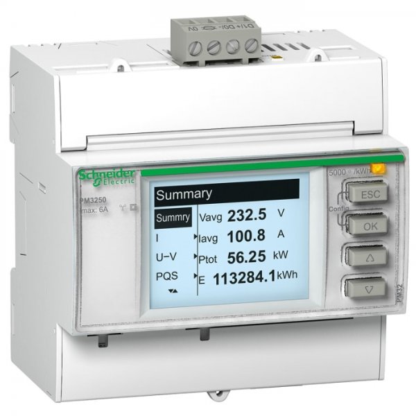 Schneider Electric METSEPM3255 3 Phase Backlit LCD Energy Meter, Type