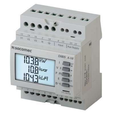 Socomec 48250400 DIRIS A10 1, 3 Phase Backlit LCD Energy Meter with Pulse Output