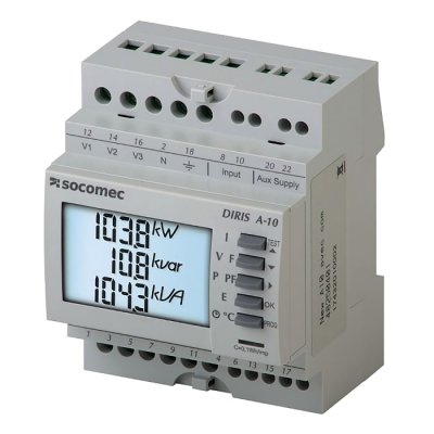 Socomec 48250401 DIRIS A10 1, 3 Phase Backlit LCD Digital Power Meter with RS485 MODBUS