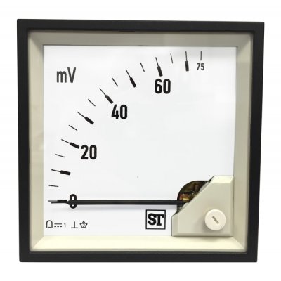 Sifam Tinsley PQ94-V0FL2N1CAW0ST Analogue Panel Ammeter 75mV DC, 96mm x 96mm Moving Coil