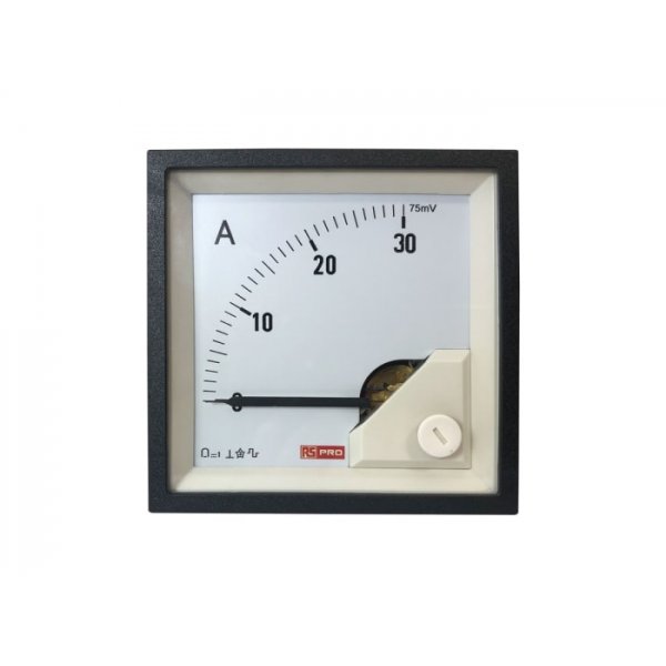 RS PRO 186-2491 Analogue Panel Ammeter DC, 72mm x 72mm, 1 % Moving Coil