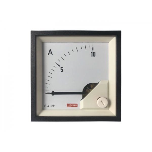 RS PRO 186-2438 Analogue Panel Ammeter 10 (Input)A AC, 72mm x 72mm, 1 % Moving Iron