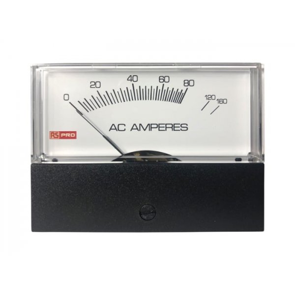 RS PRO 186-2519  Analogue Panel Ammeter 10 (Input) A, 160 (Scale) A AC, 76mm x 74mm, ±1.5 %
