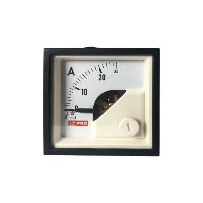 RS PRO 186-2414 Analogue Panel Ammeter 25 (Input, Scale)A AC, 48mm x 48mm