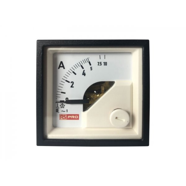 RS PRO 186-2418 Analogue Panel Ammeter 10 (Input, Scale)A AC, 48mm x 48mm