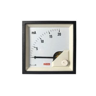 RS PRO 186-2488 Analogue Panel Ammeter 20 (Input)mA DC, 72mm x 72mm