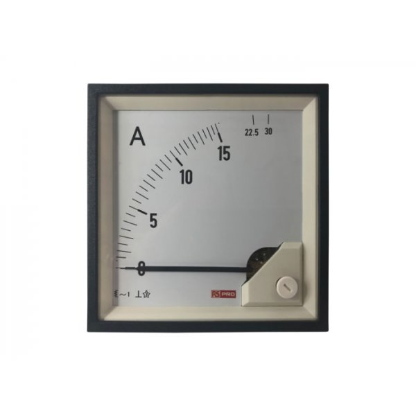 RS PRO 186-2465 Analogue Panel Ammeter 30 (Input)A AC, 96mm x 96mm