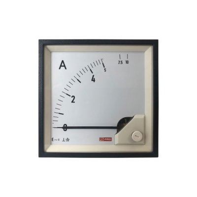 RS PRO 186-2462 Analogue Panel Ammeter 10 (Input, Scale)A AC, 96mm x 96mm, 1 % Moving Iron