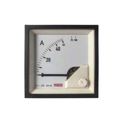 RS PRO 186-2443 Analogue Panel Ammeter 10 (Input) A, 100 (Scle) A, 50/5 (CT) A AC