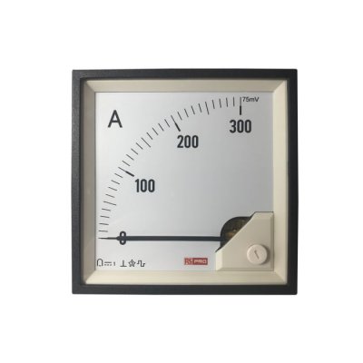 RS PRO 186-2506 Analogue Panel Ammeter DC, 96mm x 96mm, 1 % Moving Coil