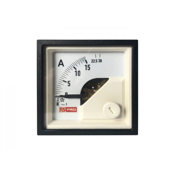 RS PRO 186-2423 Analogue Panel Ammeter 30 (Input)A AC, 48mm x 48mm, 1 % Moving Iron