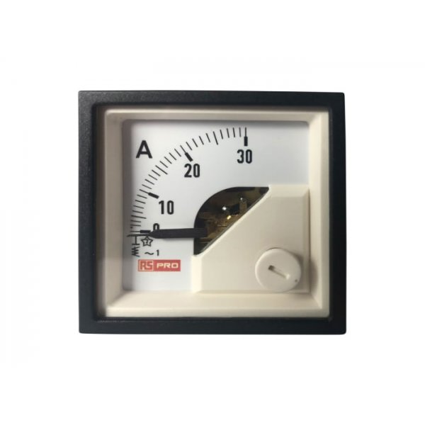 RS PRO 186-2415 Analogue Panel Ammeter 30 (Input, Scale)A AC, 48mm x 48mm