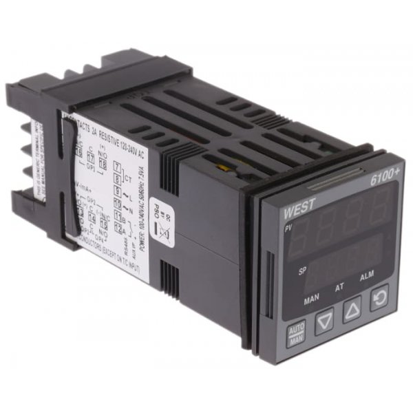 West Instruments P6100-2100-00-0 Temperature Controller, 48 x 48 (1/16 DIN)mm, 1 Output Relay