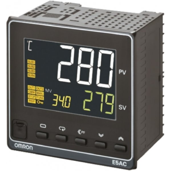 Omron E5AC-QQ4A5M-000 PID Temperature Controller 2 Output Voltage, 100  240 V ac