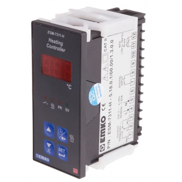 RS PRO 875-1267 On/Off Temperature Controller 1 Input, 1 Output Relay, 230 V ac
