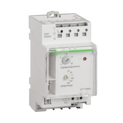 Schneider Electric CCT15840  DIN Rail Thermostat, 85 x 45mm Relay, 230 V  ON/OFF