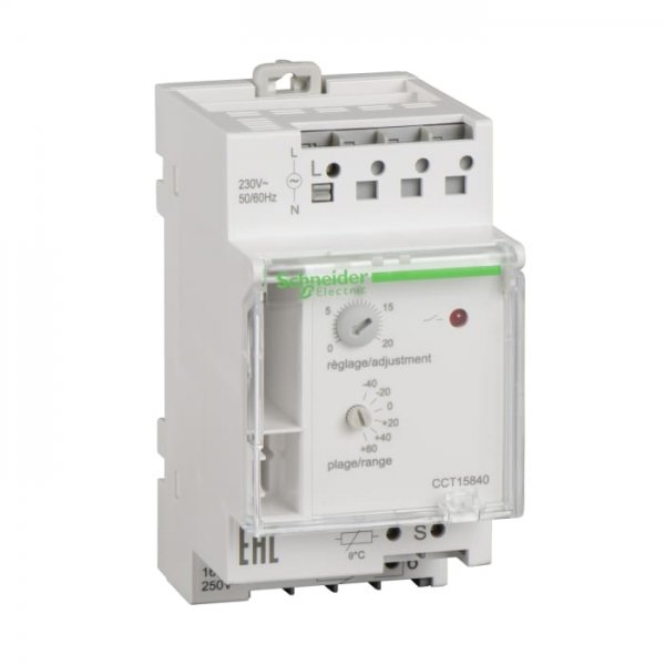 Schneider Electric CCT15840  DIN Rail Thermostat, 85 x 45mm Relay, 230 V  ON/OFF
