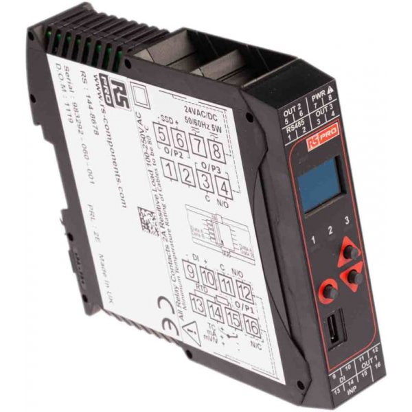 RS PRO 144-8678 PID Temperature Controller 1 Input, 3 Output Relay, Relay-CO, SSR, 24 V ac/dc Supply