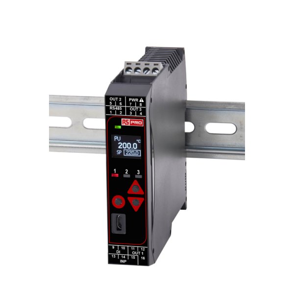RS PRO 144-8679 DIN Rail PID Temperature Controller 1 Input, 3 Output Relay, Relay-CO, SSR, 24 V ac/dc